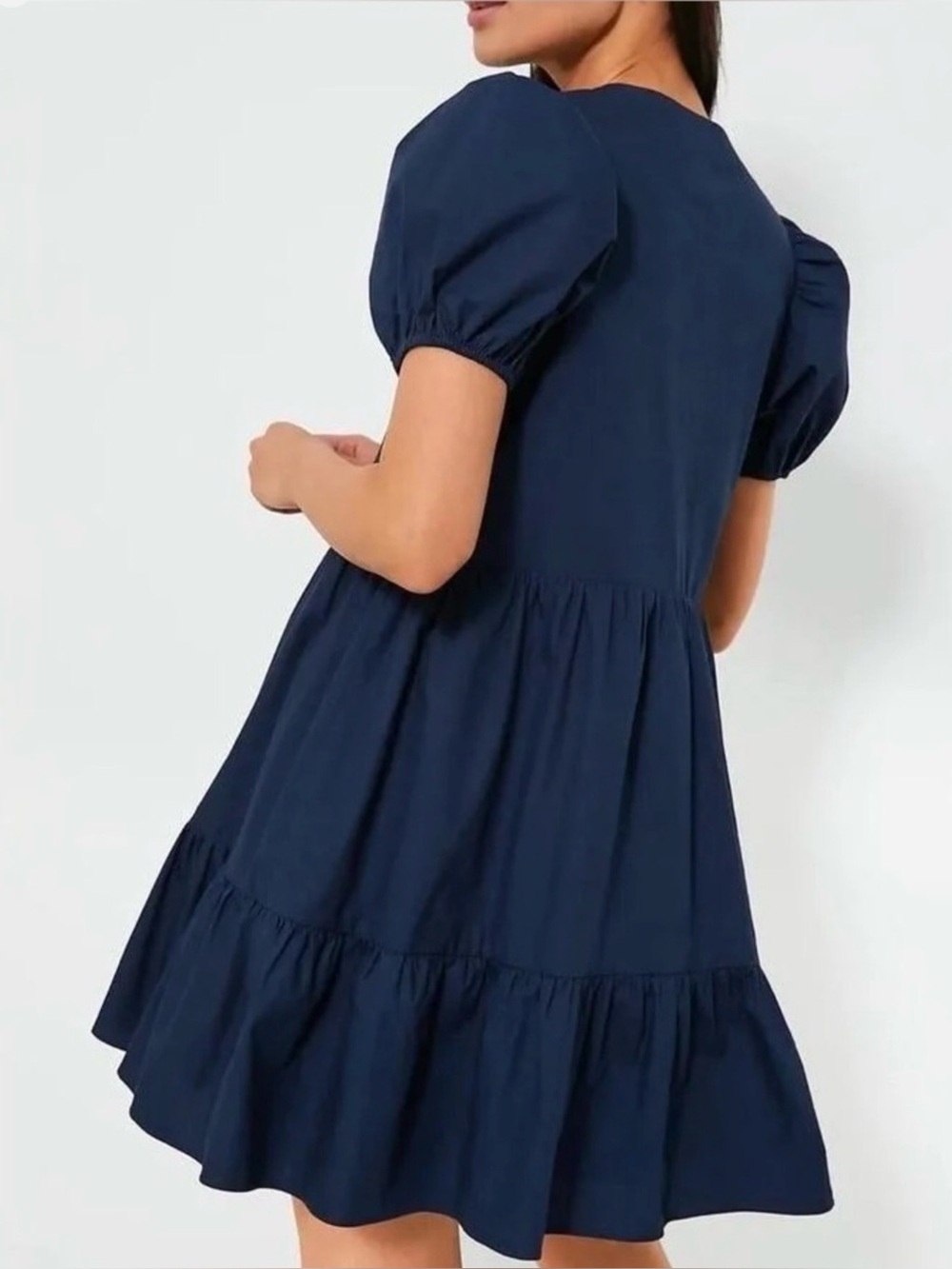Hyacinth House Ellie Puff Sleeve Zip Front Mini Dress Navy XXL Tuckernuck - Picture 6 of 15